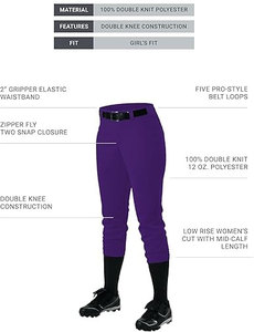 Pantalon de softball pour femmes adultes avec passepoil personnalisé pantalon de softball de baseball Trous vente en gros de pantalons de baseball de softball pour femmes - Product Image 5