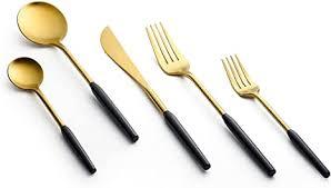 Juego de cubiertos de acero inoxidable dorado de lujo al por mayor, cubiertos y vajilla ecológicos hechos a mano, juegos de cubiertos de oro Premium - Product Image 2