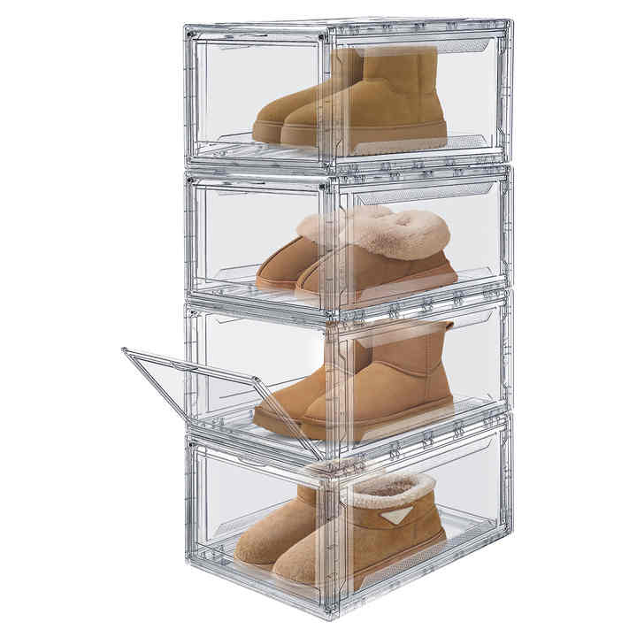 16-Piece Stackable Clear Acrylic Alexa Shoe Rack AG BOX Organiser