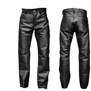 Pantalon d'hiver pour homme en cuir de vachette de haute qualité, coupe slim, style streetwear, couleurs et logo personnalisables - Product Image 1