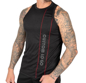 Hombres gimnasio deportes 100% poliéster ejercicio hombres dobladillo recto Slim Marl Sleave menos camisetas sin mangas Muscle Tee Sando para hombres 2025 - Product Image 3