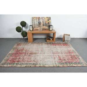 Alfombra turca de área grande tradicional rojo Beige 5'1 \ "X 8 'rectángulo Kilim patrón abstracto lana látex 10mm para decoración de habitación de pasillo - Product Image 3