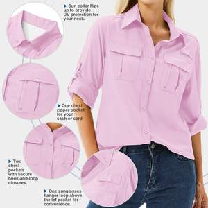 Camisa de Pesca de Manga Larga para Mujer, Fabricada en Fábrica, OEM/ODM, Tejido Transpirable, Protección Solar, Estilo Casual con Botones - Product Image 3