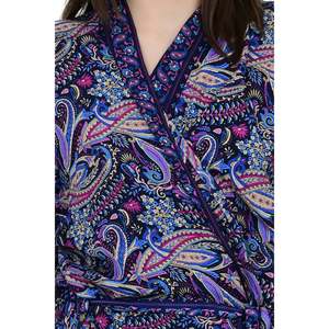 Elegant Floral Print Silk Blend Kimono Robe Long Dressing Gown Drawstring Customizable Free for Home Bridal Use ODM Woven - Product Image 2