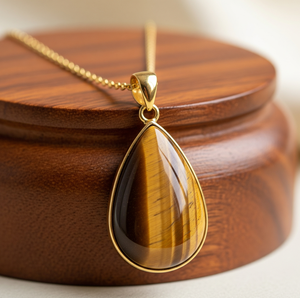 Chaîne délicate en argent Sterling 925 de luxe avec pendentif en forme de goutte d'oeil de tigre bohème pendentifs de mode en cristal de guérison pour cadeaux - Product Image 2