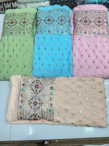 Séquence de motifs tissés en tissu brodé en fausse georgette moderne et nouveau design pour robes de mariée disponible au prix de gros - Product Image 2