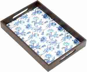 Plateau de service en bois MDF fait main avec impression émaillée personnalisée et design luxueux - plateau à fruits secs très vendu - Product Image 3