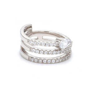 IGI Certifié Américain 10k Platine Diamant Spirale Solitaire Anneau Romantique Géométrique Motif Rhodium Placage Fine Anneaux - Product Image 1