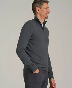 Sweat-shirt pour homme de qualité supérieure, 270 grammes, poids lourd, demi-zip, 100% coton, coupe ajustée, motif uni, logo brodé, style formel - Product Image 4