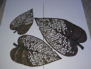 Arte de pared de hojas de Metal hecho a mano de 3 piezas, bellamente diseñado para sala de estar, dormitorio, oficina, colgante antiguo - Product Image 4