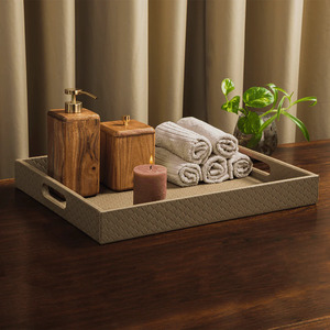 ถาดจัดระเบียบหนังทรงสี่เหลี่ยมผืนผ้างานฝีมือแนววินเทจเป็นมิตรกับสิ่งแวดล้อมสำหรับบ้านโรงแรมร้านอาหารงานตามสั่ง - Product Image 3