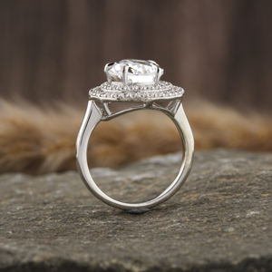 Lab Grown Pear Cut Diamond Engagement Ring 18K <b>Solid</b> Gold Luxurious Double Halo IGI Certificate Trendy Women's Diamond Ring - Product Image 2