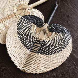 Gran oferta abanico de rafia de ratán de caña de paja tejido a mano abanico de paja bohemio Costero/abanico de boda/abanico de mano de hoja de palma - Product Image 4