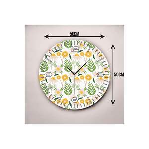 50cm estampado colorido patrón de flores Mesa silenciosa Reloj de pared número regalo Relojes de pared de madera - Product Image 4