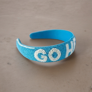 Diadema Deportiva Acolchada y Cómoda con Cuentas, Hecha a Mano, con la Frase 'GO HEELS', Diadema con Cuentas Bordadas, Accesorios para Fanáticos en India - Product Image 5