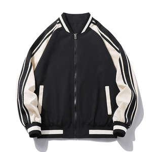 <b>Men</b> Spring Wholesale Baseball <b>Jackets</b> Casual Coat Striped <b>Long</b> Sleeve Zipper Stand Collar All-match Youth Casual Varsity <b>Jacket</b> - Product Image 2