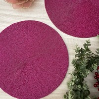 Placemat rond en argent perlé fait main, design unique de qualité supérieure, à prix réduit très bas