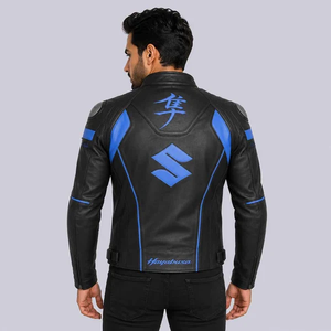 Chaqueta de Motociclismo para Hombre Zuzuki, de Cuero Vacuno Genuino, con Protección de Nivel 2 CE y Soporte para la Espalda - Product Image 2