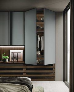 Italian Luxury Modern Bedroom Furniture Set Dark Grey Wardrobe Bed <b>Bedside</b> <b>Table</b> Integrated Always Boiserie Wall Panel Suit - Product Image 1