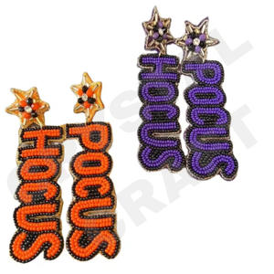 Vintage Pocus Beaded Dangle Earrings for Women Patriotic Orange White Blue Colours for <b>Weddings</b> or Memorial Days - Product Image 1