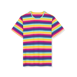 Camiseta de Hombre de Alta Calidad, Multicolor, con Rayas Horizontales, Corte Ajustado, Cuello Redondo, Manga Regular, Hecha de Algodón, para Primavera, para Hombre y Mujer - Product Image 5