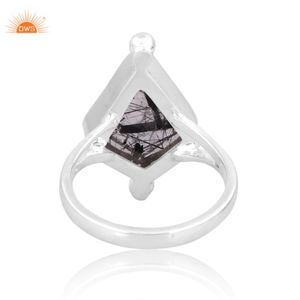 Anillo apilable de piedras preciosas de rutilo negro Natural de plata de ley de la mejor calidad, joyería personalizada para mujer, regalo para ella - Product Image 2