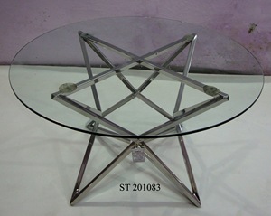 Stainless Steel Star Coffee <b>Table</b> with <b>Round</b> 10 mm Glass for Decor in Home Office and Restaurants Available in Multiple Sizes - Product Image 1