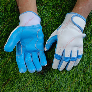 Gants de frappeur de Baseball professionnels nouveaux gants de Protection des mains en cuir à manchette courte de couleur bleu et blanc - Product Image 1