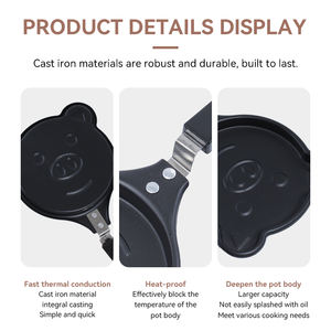 แม่พิมพ์ทำอาหารเช้า DIY ทันสมัย กระทะทำอาหารแบบไม่ติดกระทะ รูปหมี กบ หน้ายิ้ม สำหรับทำไข่เจียว กระทะโลหะขนาดเล็กแบบแบน ไร้ควัน - Product Image 2