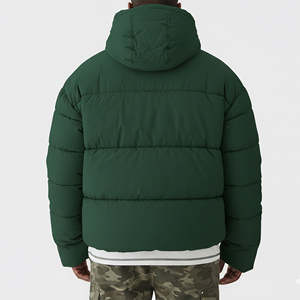 Veste d'hiver matelassée à col cheminée en coton décontractée de haute qualité avec fermeture éclair, tissu chaud, design bicolore pour hommes - Product Image 4