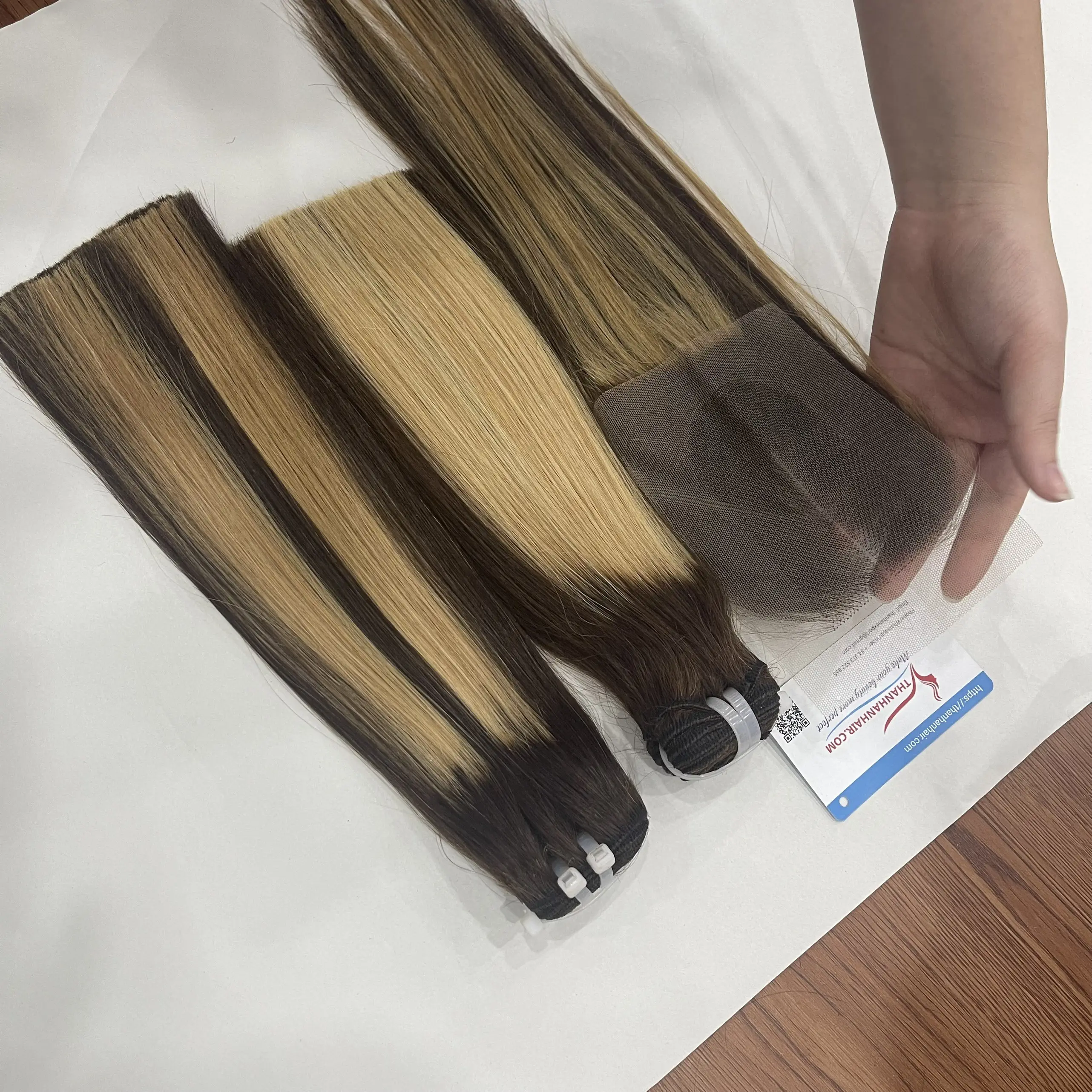 Top Product Hot trend color in summer 2024 Bone straight Colored Vietnamese Hair Double Drawn ready to ship genius weft