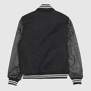 แจ็คเก็ตเบสบอลแบบ Letterman สำหรับผู้ชาย ปี 2026 ขายส่ง ปักโลโก้ตามสั่ง แขนหนัง แต่งลายเรียบ สไตล์สตรีทแวร์ จัดส่งแบบ DDP - Product Image 2