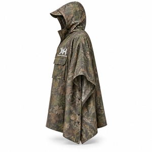 Camo <b>Poncho</b>-style Hunting Rain Cape With Snap Sides (Camo) 120GSM Custom OEM Wholesale - Product Image 3