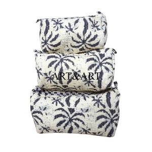 Ensemble de 3 pochettes zippées 100% coton matelassées pour sac Femme Sac cosmétique multifonctionnel Cadeau de mariage Grand - Product Image 6