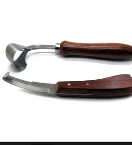 Couteau à sabots en acier inoxydable 304, 2 pièces, outils de fermeur, manche en bois, soin des sabots de cheval, certifié CE, équipement vétérinaire - Product Image 2