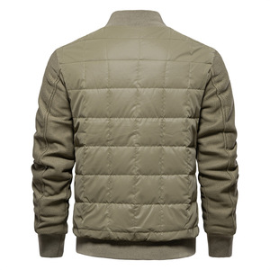 Autumn and Winter New Men's Splicing Casual Bomber Jacket with Stand-Up Collar Featuring Front Logo Puffer Jacket - Product Image 2