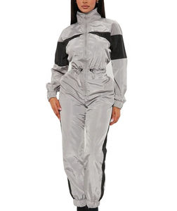 Survêtement de sport décontracté pour femmes, couleur personnalisée, taille plus, bloc de couleur, streetwear, veste en nylon, survêtement pour femmes - Product Image 1