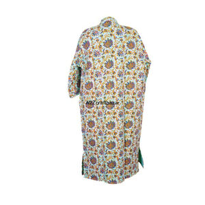 Bata de Baño Elegante Hecha a Mano 100% Algodón, Estampado Floral Indio, Kimono de Algodón con Puntada Kantha Hecha a Mano, Kimono de Algodón para Baño y Traje de Baño - Product Image 6
