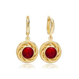 Dainty Rond Grenat Charm Design Dangle Boucles D'oreilles Turc À La Main En Gros 925 Bijoux En Argent Sterling - Product Image 1