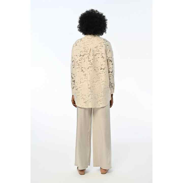 WOMEN'S COMFORTABLE FIT DEVORE FABRIC CREAM SHIRT