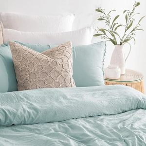 Juego de funda nórdica de algodón 100%, juego de cama con borlas blancas, funda nórdica con borlas bohemias, ropa de cama de granja, juego de cama con borlas para el hogar y el Hotel - Product Image 2