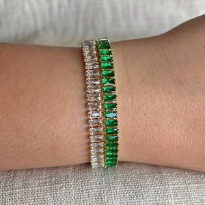 Emerald Wedding Gift <b>Charm</b> <b>Bracelet</b> 14K Gold Plated 925 Sterling Silver Luxury Women's Finest Grade Classic Style - Product Image 2