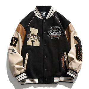 Chaquetas universitarias, chaquetas Letterman Turn Down Shoulder Baseball College Jacket Pakistán Precio de fabricación con cuero genuino - Product Image 1