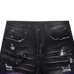 Pantalones cortos de mezclilla 100% personalizados para hombre, pantalones holgados con diamantes de imitación, pantalones vaqueros de verano, pantalones cortos de mezclilla lavados con ácido para hombre - Product Image 6