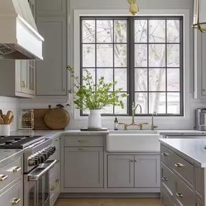 Juego de armario de cocina de madera maciza estilo coctelera gris de alta calidad hecho en fábrica en Vietnam DISEÑO DE EE. UU. Listo para ensamblar - Product Image 1