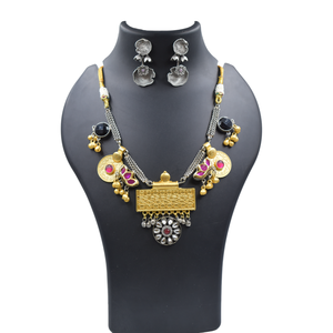 Hermoso collar Dualtone joyería tradicional Kundan piedra latón Material Collar para mujeres y niñas - Product Image 1