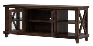 Rustic Coffee-Color Baize Convertible Wallnut Wood <b>TV</b> Media <b>Stand</b> Glass Door Cabinet Modern Farmhouse Design Apartment Bedroom - Product Image 6