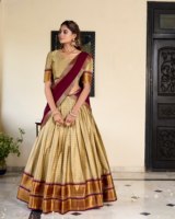 TENNYC Katun Sutra Panjang Mata Kaki, Dapat Dibalik, Cepat Kering, Pelindung Sinar Matahari, Elastis, Wanita, Regular Fit, Choli Paithani Concept Party