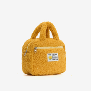 Lambswool Durable Zipper Closure Foldable Portable Lightweight Fashion Medium Capacity Cosmetic Daily Use Storage Handbag - Product Image 3