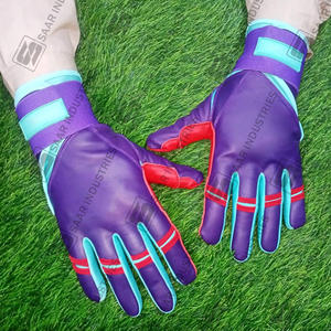 Nouvel arrivage de gants de frappe de baseball personnalisés de haute qualité de couleur unique violet rouge et menthe - Product Image 6